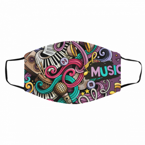 Abstract Cartoon Music Doodles Filter Face Mask Made in USA