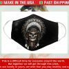 Native American Skull Black Cotton Face Mask