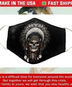 Native American Skull Black Cotton Face Mask