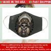 Native American Skull Gray Cotton Face Mask