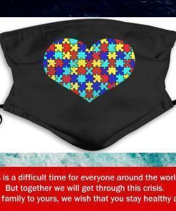 Autism Awareness Heart Puzzle Filter Face Mask