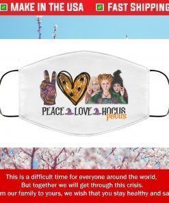 Peace Love Hocus Pocus Halloween Cotton Face Mask