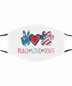 Peace Love Dogs Paw Usa Flag US Face Mask