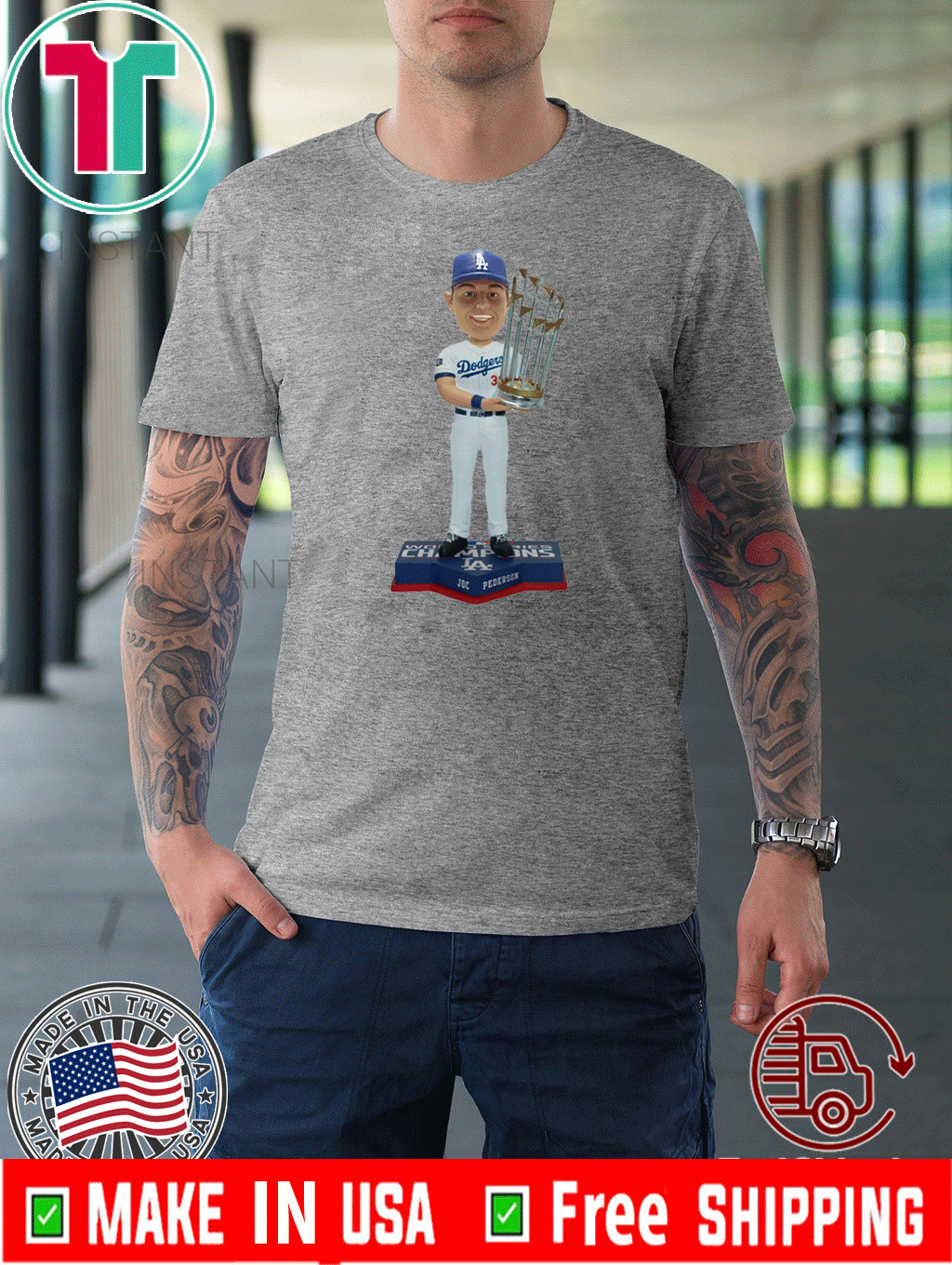 Los Angeles Dodgers 2020 World Series Champions Joc Pederson T-Shirt