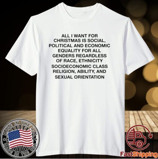 All I want for Christmas is social political and economic equality t-shirt