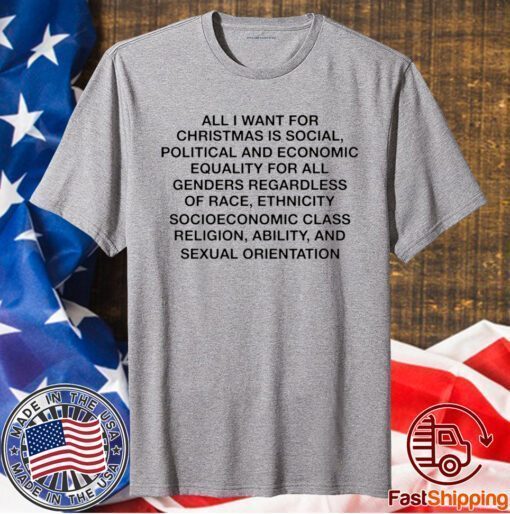 All I want for Christmas is social political and economic equality t-shirt