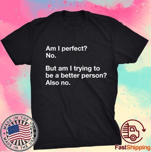 Am I Perfect No Am I Trying To Be A Better Person T-Shirt