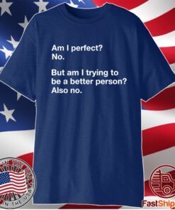 Am I Perfect No Am I Trying To Be A Better Person T-Shirt