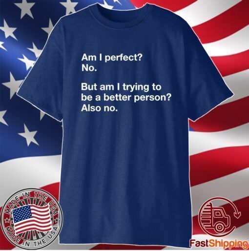 Am I Perfect No Am I Trying To Be A Better Person T-Shirt