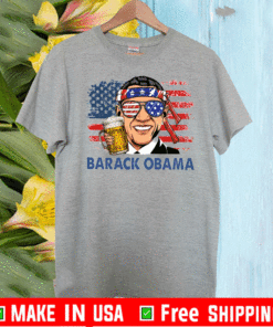 Barack Obama Hold Beer American Flag T-Shirt