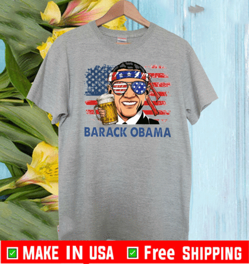 Barack Obama Hold Beer American Flag T-Shirt