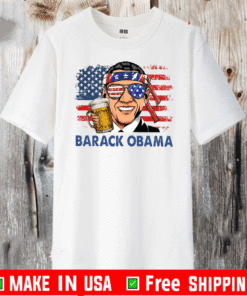 Barack Obama Hold Beer American Flag T-Shirt