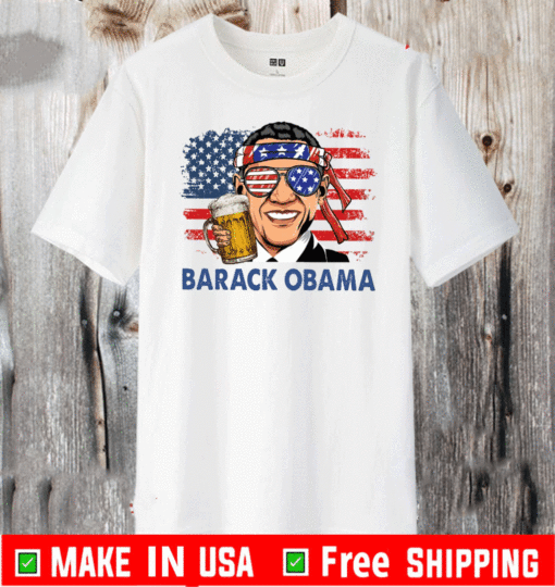 Barack Obama Hold Beer American Flag T-Shirt