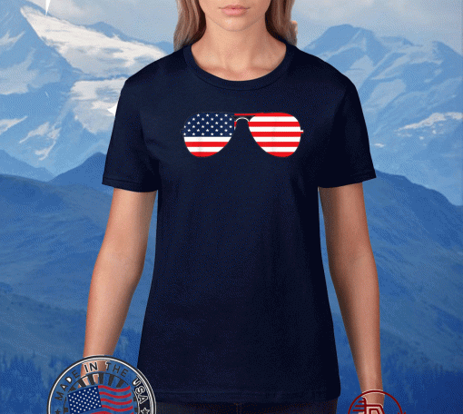 Biden 46th Aviator Sunglasses Patriotic USA Flag T-Shirt