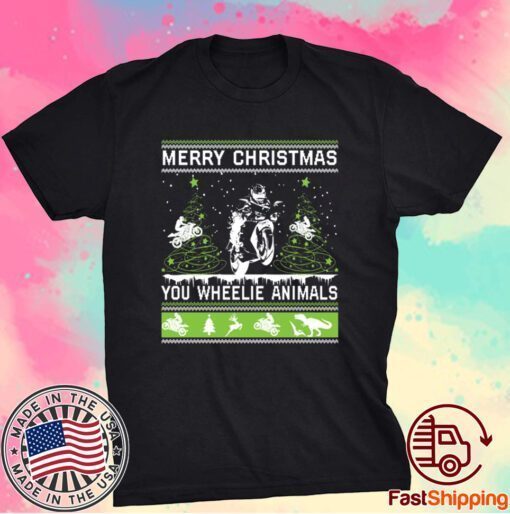 Bike Merry Christmas You Wheelie Animals Shirt