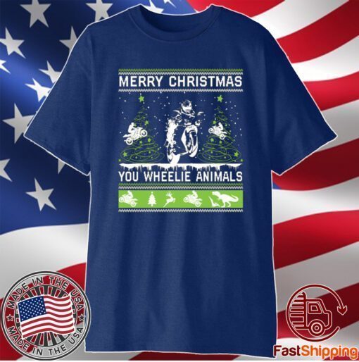 Bike Merry Christmas You Wheelie Animals Shirt