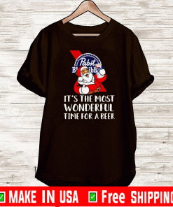 Santa Pabst Blue Ribbon it’s the most wonderful time for a beer T-Shirt