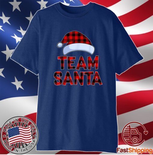 Team Santa Red Plaid Claus Hat Matching Family Christmas 2021 Shirt