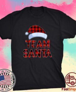 Team Santa Red Plaid Claus Hat Matching Family Christmas 2021 Shirt