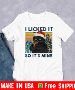 I Licked It So It’s My Black Cat Wear Hat Santa Christmas Vintage T-Shirt