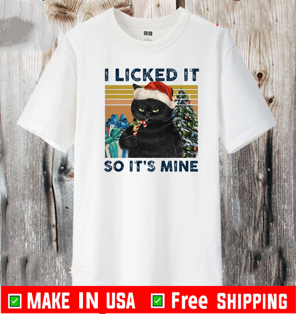 I Licked It So It’s My Black Cat Wear Hat Santa Christmas Vintage T-Shirt