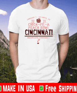 CHICK-FIL-A PEACH BOWL 2021 CINCINNATI BEARCATS FOOTBALL T-SHIRT