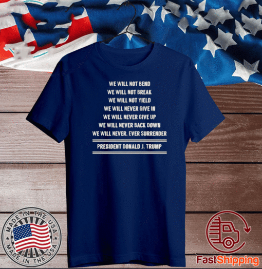 WE WILL NOT BEND WE WILL NOT BREAK ~ PRESIDENT DONALD J. TRUMP T-SHIRT