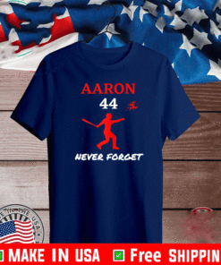 AARON 44 Milwaukee-Atlanta Baseball Never Forget T-Shirt