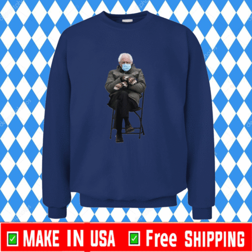 Bernie Sanders Mittens Sitting Inauguration Funny Meme Crewneck Sweatshirt 2021