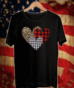 Buffalo Plaid & Leopard Heart Plus T-Shirt