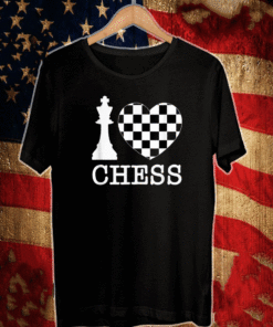 I Love Chess Chessboard Heart Checkered Board Game T-Shirt