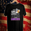 This girl loves her Las vegas Raiders and Los Angeles Lakers T-Shirt