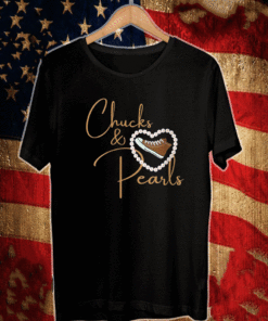 Chucks and Pearls 2021 Valentine Heart HBCU Brown T-Shirt