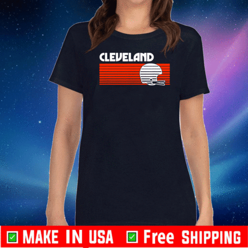 Cleveland Football Helmet Retro Game Day T-Shirt