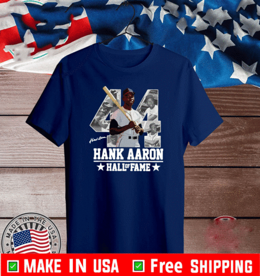 Hank Aaron 44 HOF Milwaukee-Atlanta Baseball Jersey Hammer Aaron T-Shirt
