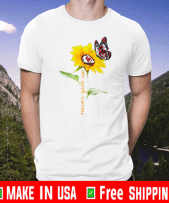 Sunflower And Butterfly Kansas City Chiefs Football Never Give Up Shirt
