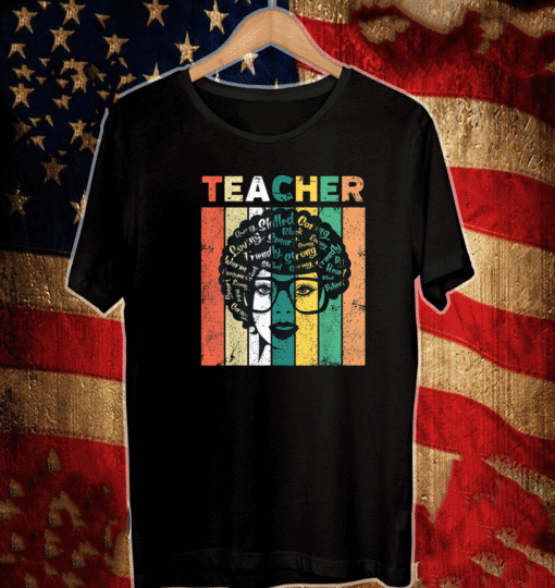 Black Woman Teacher Afro Retro Black History Month Unisex T-Shirt