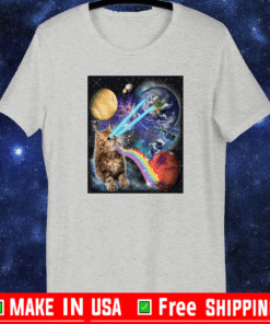 Cat Astronaut Laser Cat in Space - in Front of Planet Earth T-Shirt