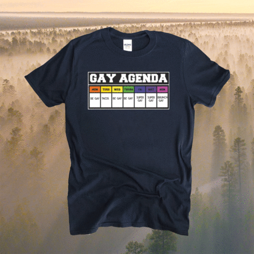 Gay agenda be gay tacos brunch gay t-shirt