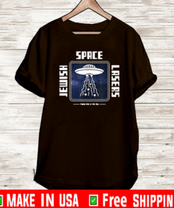 Jewish Space Lasers Funny UFO Universe Flying Chai Stars 2021 T-Shirt