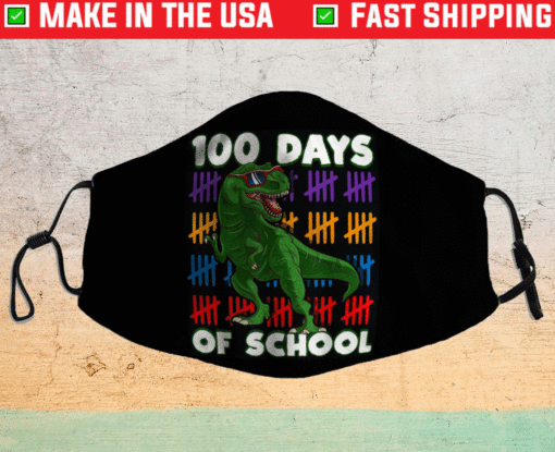 100 Days Of School 100th Day Dino Face Mask