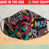 Abstract Cartoon Music Doodles Face Mask