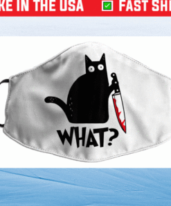 Cat What Funny Black Cat Face Mask