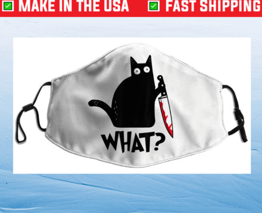 Cat What Funny Black Cat Face Mask