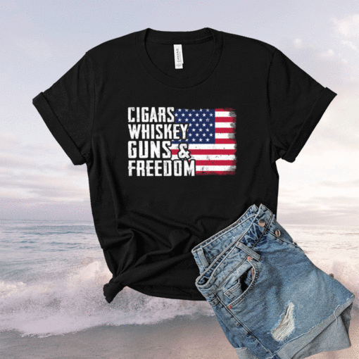 Cigars whiskey guns and freedom t-shirt