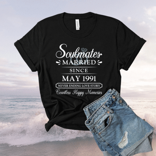 Couple Married Since May 1991 30th Wedding Anniversary Shirt