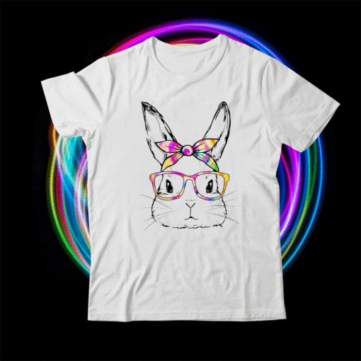 Cute Bunny Face Tie Dye Glasses Easter Day Shirt