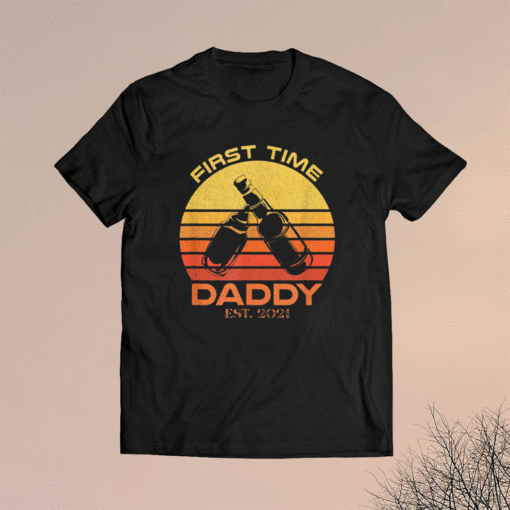 First Time Daddy Est 2021 Funny New Dad Cute Father's Day T-Shirt