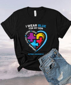 I Wear Blue For My Son Autism Awareness Shirt