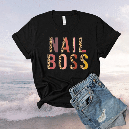 Nail Boss Leopard Print Funny Nail Teach Shirt